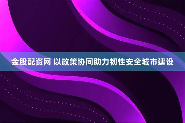 金股配资网 以政策协同助力韧性安全城市建设